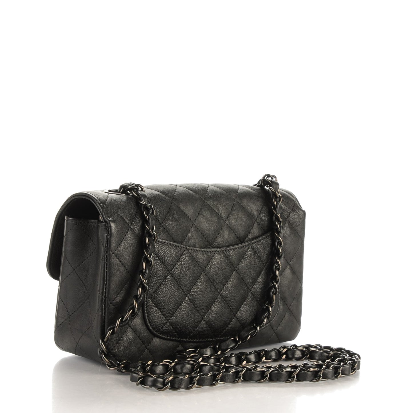 Calfskin Quilted Mini Rectangular Flap So Black