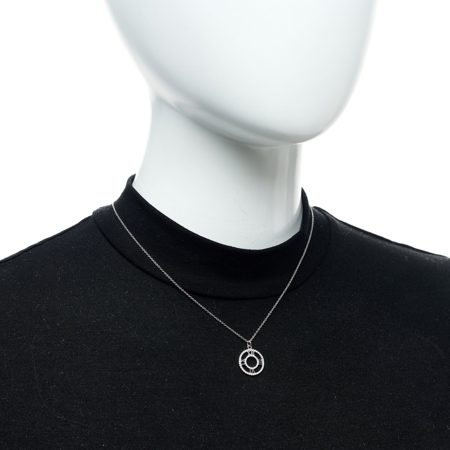 18K White Gold Diamond Small Atlas Open Pave Pendant Necklace