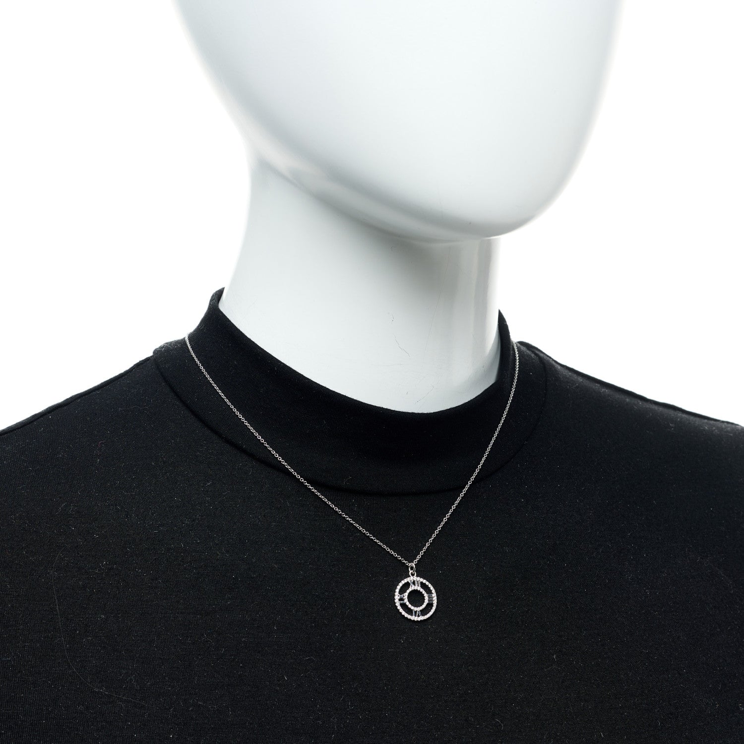 Tiffany 18K White Gold Diamond Small Atlas Open Pave Pendant Necklace 2 of 5