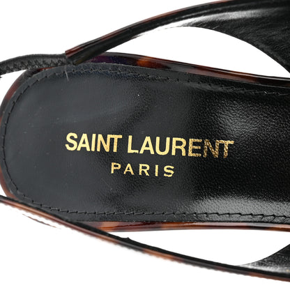 Saint Laurent Patent Kiki Tortoise Slingback 85 Pumps 38 Black 7 of 9