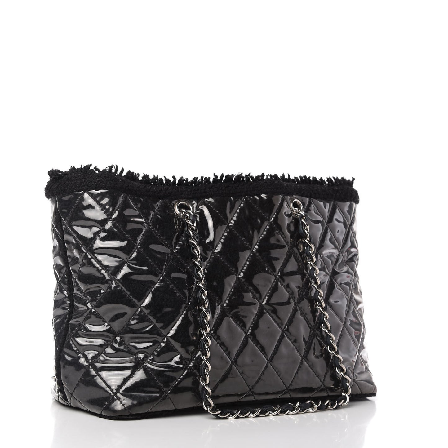 Vinyl Quilted Funny Tweed Tote Black