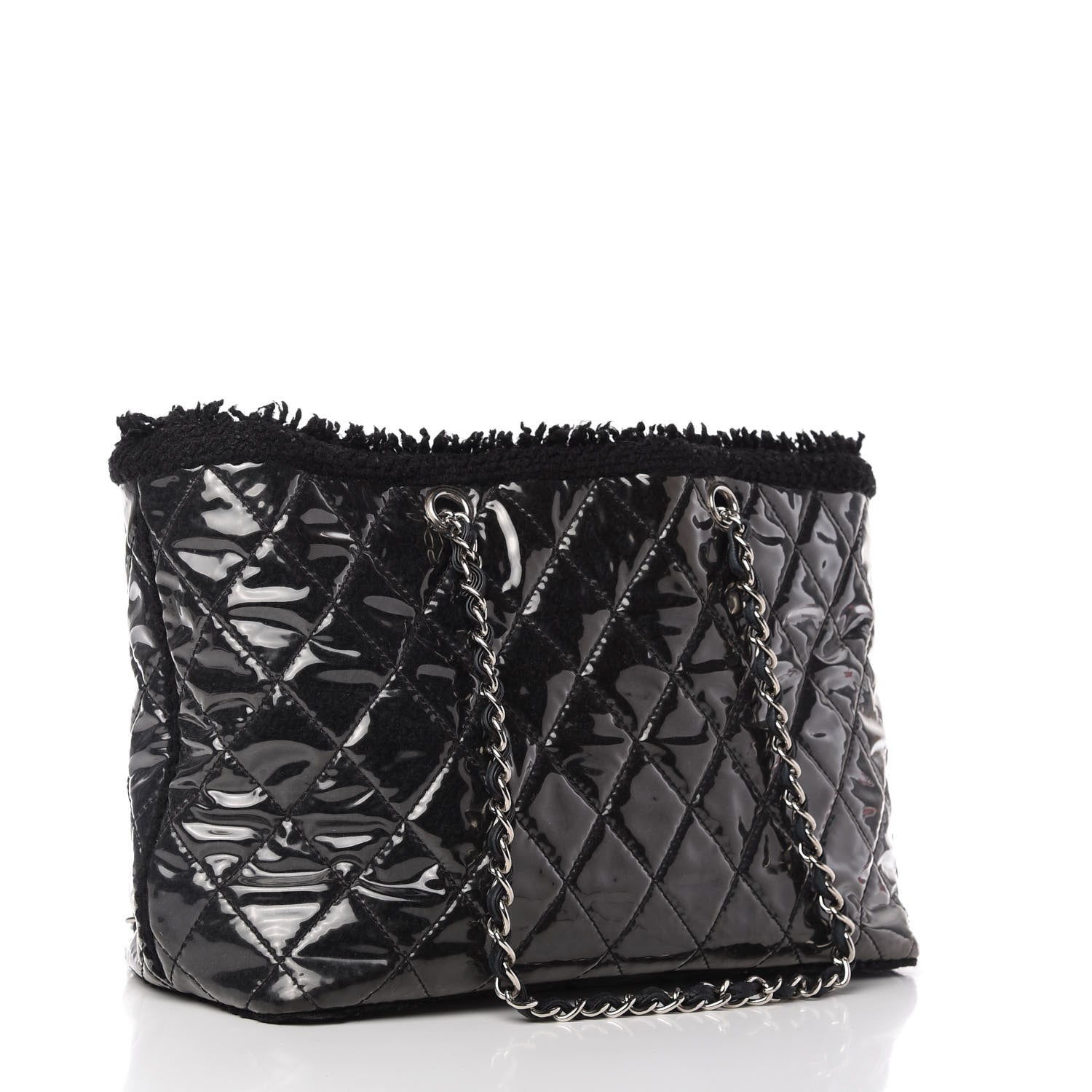 Chanel Vinyl Quilted Funny Tweed Tote Black 3 of 10