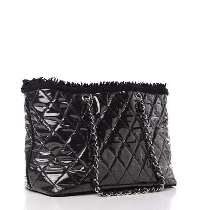 Chanel Vinyl Quilted Funny Tweed Tote Black 3 of 10