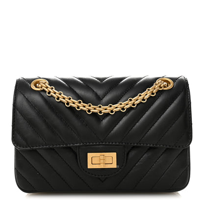 Chanel Aged Calfskin Chevron Quilted 2.55 Reissue Mini Flap Black 1 of 11