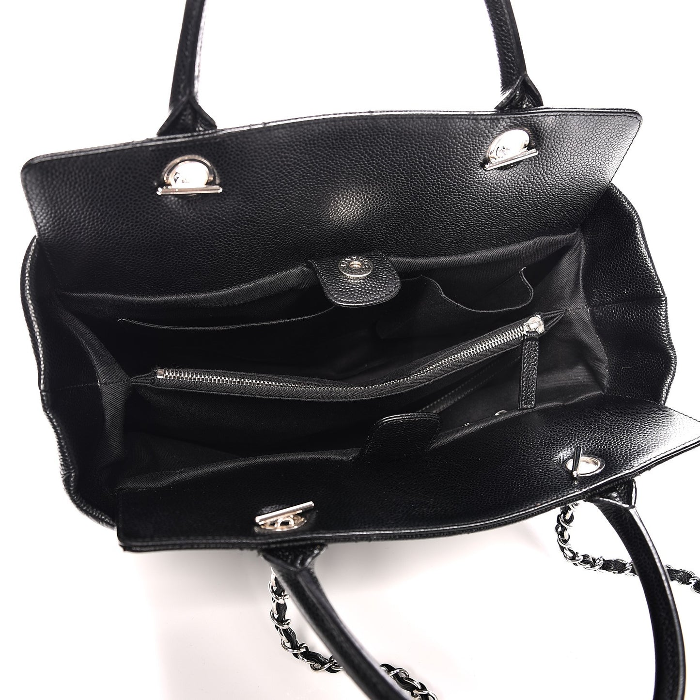Soft Caviar CC Medium Top Handle Tote Black