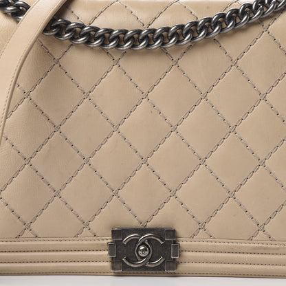 Chanel Calfskin Double Stitch Large Boy Flap Beige 8 of 21