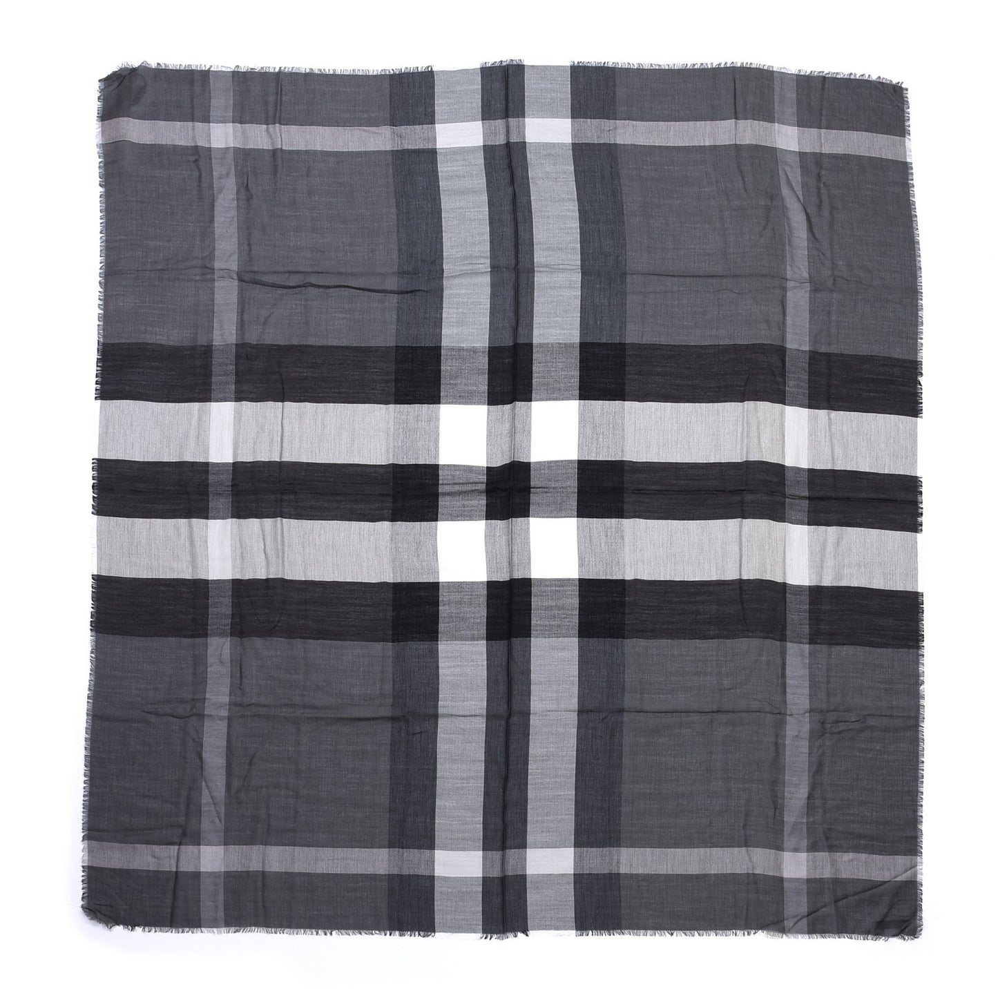 Silk Modal Wool London Check Lightweight Travel Square Mid Grey