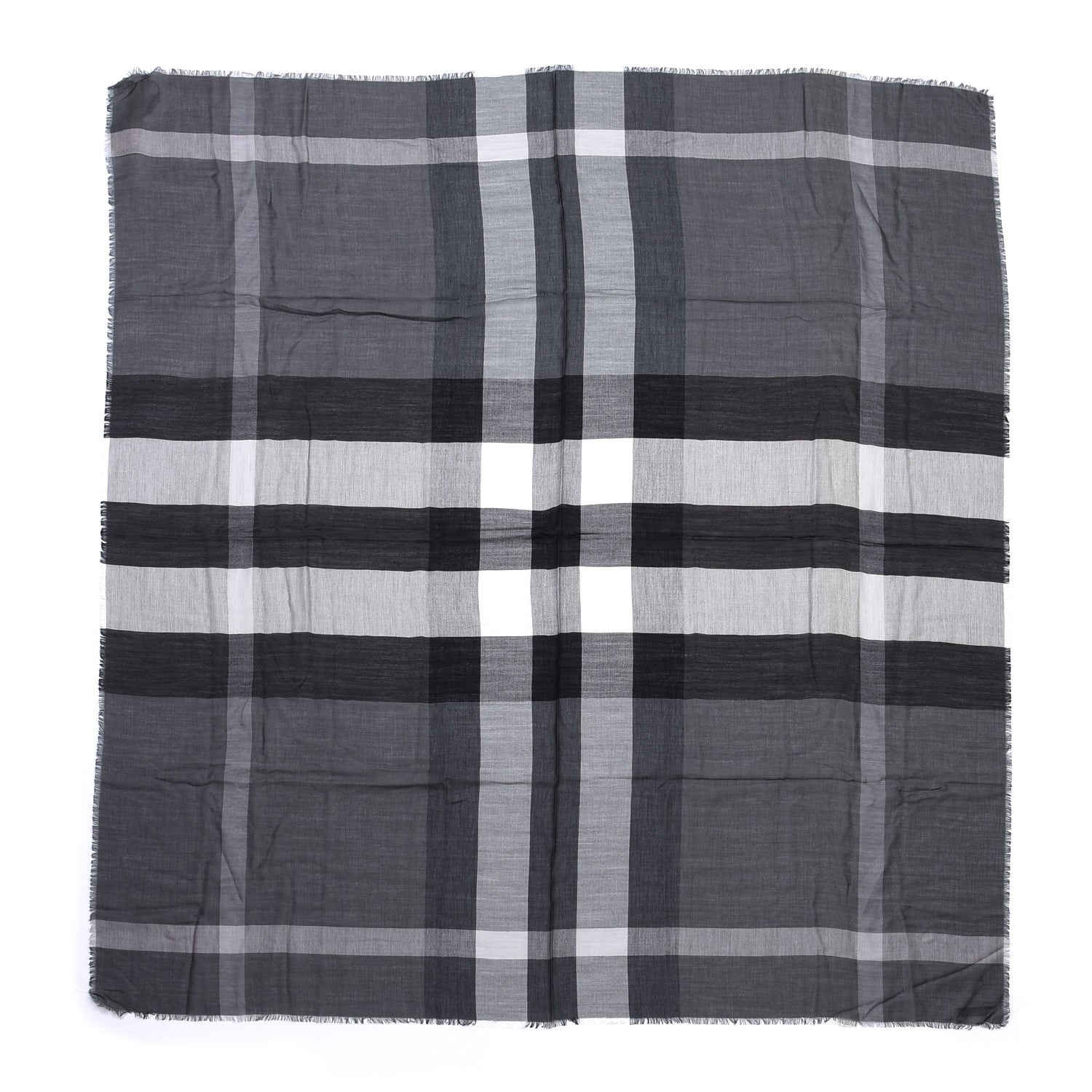 Burberry Silk Modal Wool London Check Lightweight Travel Square Mid Grey 1 of 4