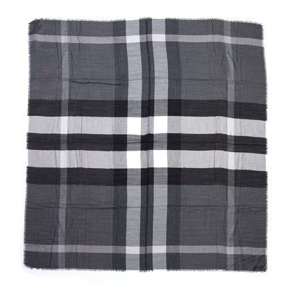 Burberry Silk Modal Wool London Check Lightweight Travel Square Mid Grey 1 of 4