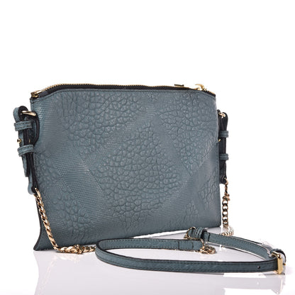 Burberry Signature Grain Calfskin Check Embossed Peyton Crossbody Clutch Bag Celadon Blue 3 of 8