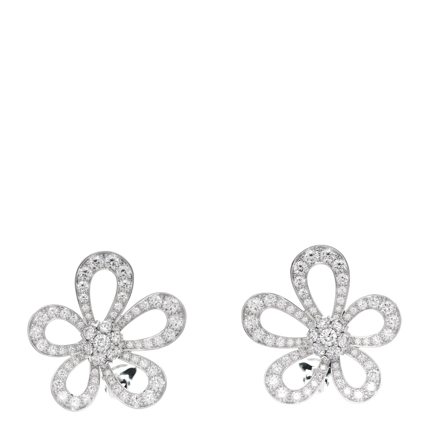 Van Cleef & Arpels 18K White Gold Diamond Flowerlace Earrings 1 of 6