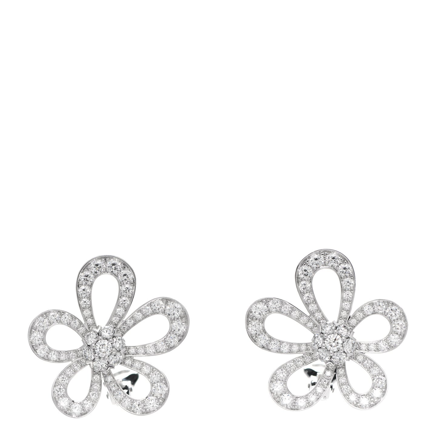 18K White Gold Diamond Flowerlace Earrings