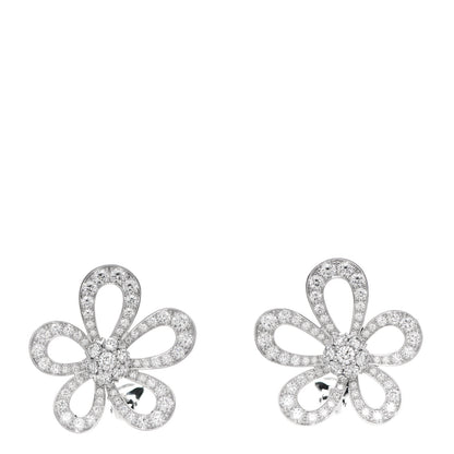Van Cleef & Arpels 18K White Gold Diamond Flowerlace Earrings 1 of 5