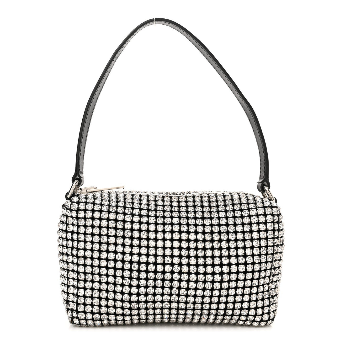 Mesh Crystal Rhinestone Mini Heiress Pouch Black Silver