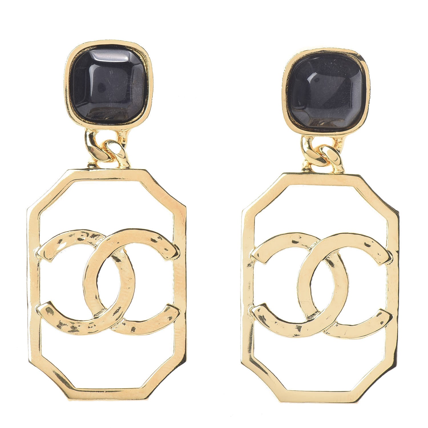 Chanel Metal Natural Stones CC Earrings Gold Blue 1 of 4