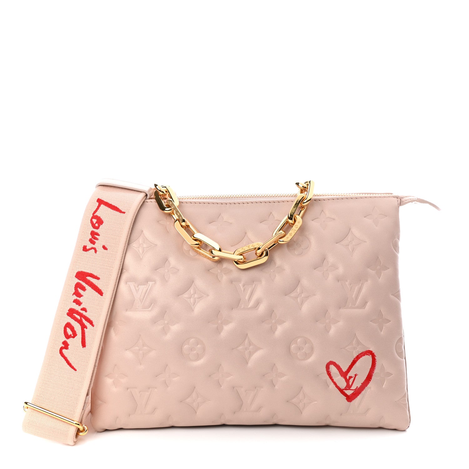 Louis Vuitton Lambskin Embossed Monogram Fall In Love Coussin PM Dragée Light Pink 1 of 4