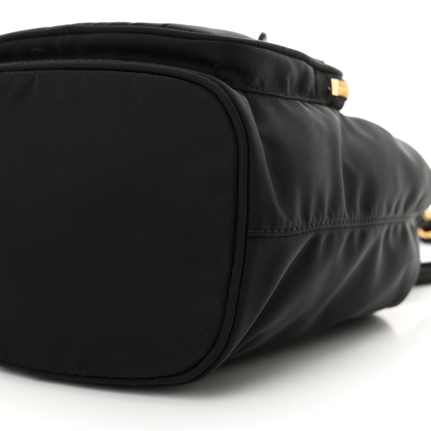 Nylon Vela Saffiano Mini Bucket Crossbody Bag Black