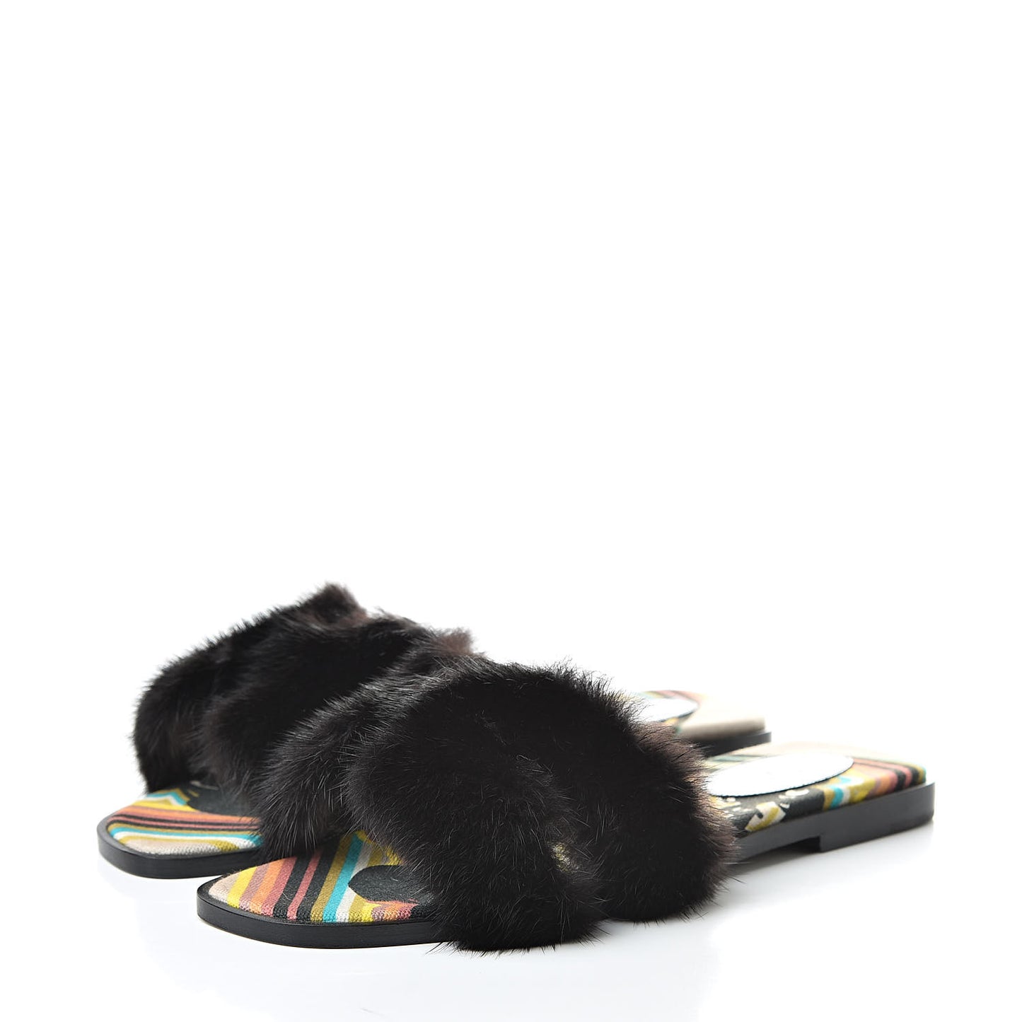 Mink Fur Sandals 39 Black