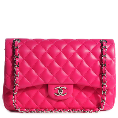 Chanel Lambskin Quilted Jumbo Double Flap Dark Pink 1 of 9