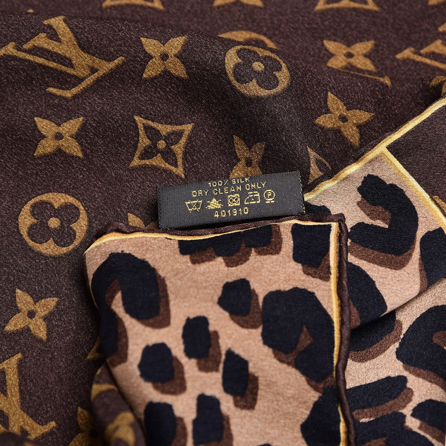 Louis Vuitton Silk Leopard Monogram Square Scarf 5 of 5