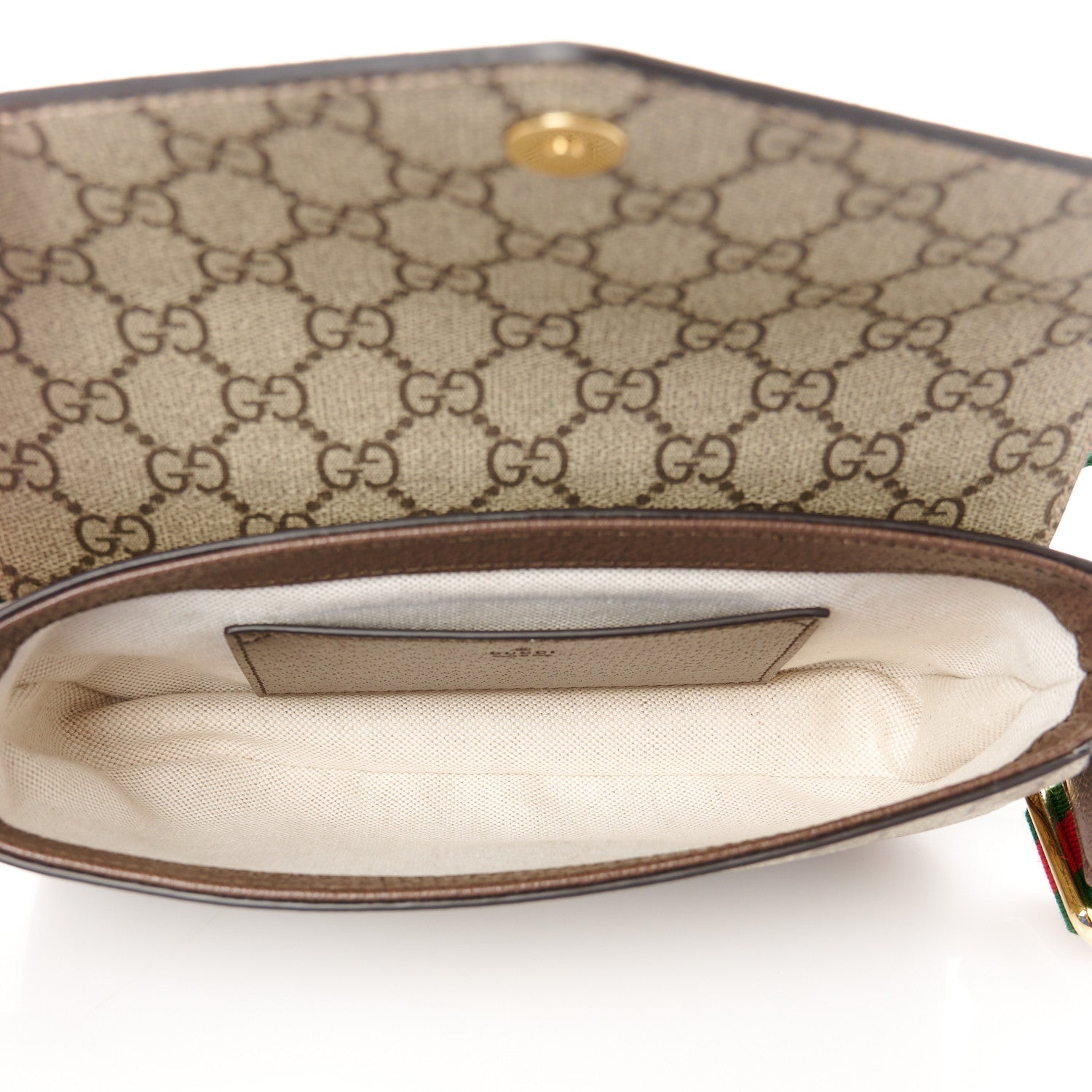 Gucci GG Supreme Monogram Textured Dollar Calfskin Web Mini Ophidia Envelope Shoulder Bag Beige Ebony 5 of 10