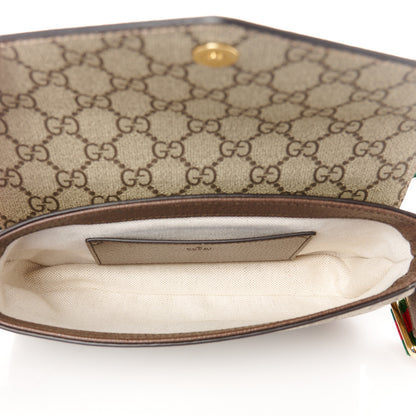 Gucci GG Supreme Monogram Textured Dollar Calfskin Web Mini Ophidia Envelope Shoulder Bag Beige Ebony 5 of 10