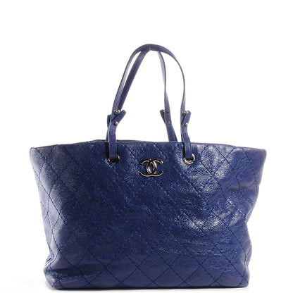 Chanel Glazed Calfskin XL On The Road Tote Dark Blue 1 of 7