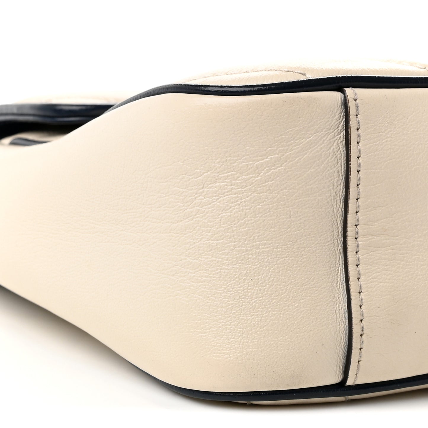Vintage Effect Calfskin Matelasse Diagonal Small Torchon GG Marmont Shoulder Bag Mystic White Blue Agata
