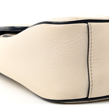 Gucci Vintage Effect Calfskin Matelasse Diagonal Small Torchon GG Marmont Shoulder Bag Mystic White Blue Agata 9 of 10