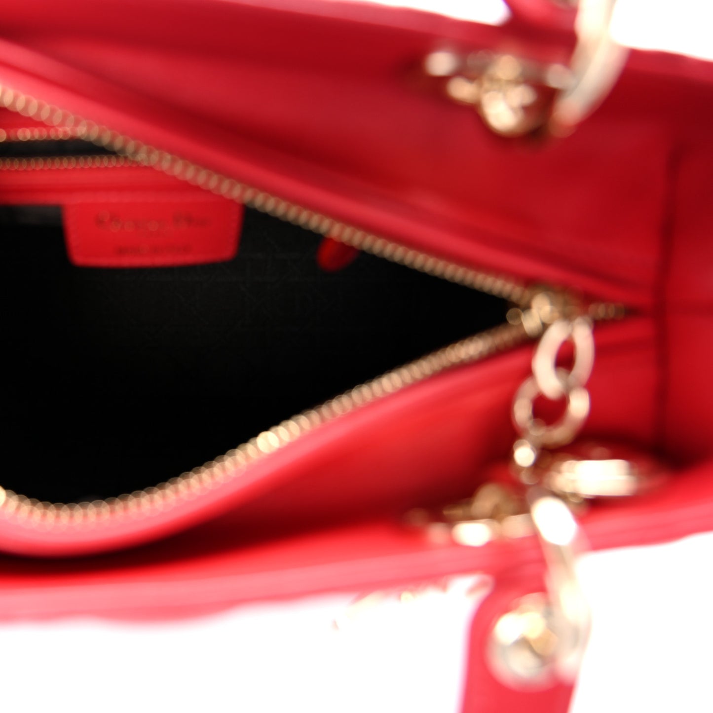Lambskin Cannage Medium Lady Dior Red
