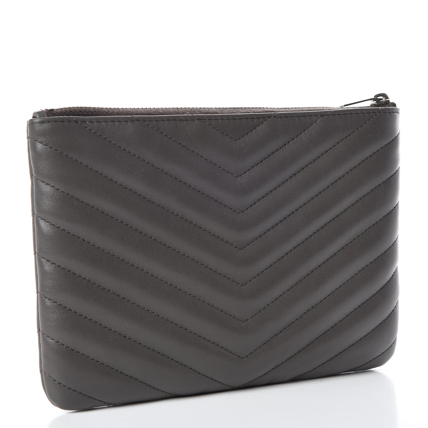 Calfskin Matelasse Chevron Monogram Pouch Earth