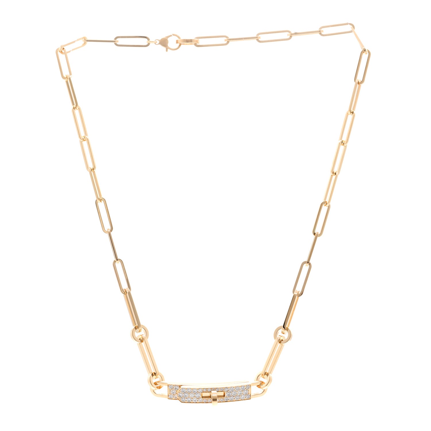 Hermes 18K Rose Gold Diamond Pave Kelly Chaine Choker Necklace 3 of 6