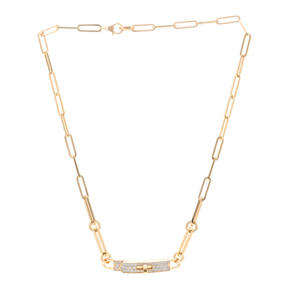 Hermes 18K Rose Gold Diamond Pave Kelly Chaine Choker Necklace 3 of 6