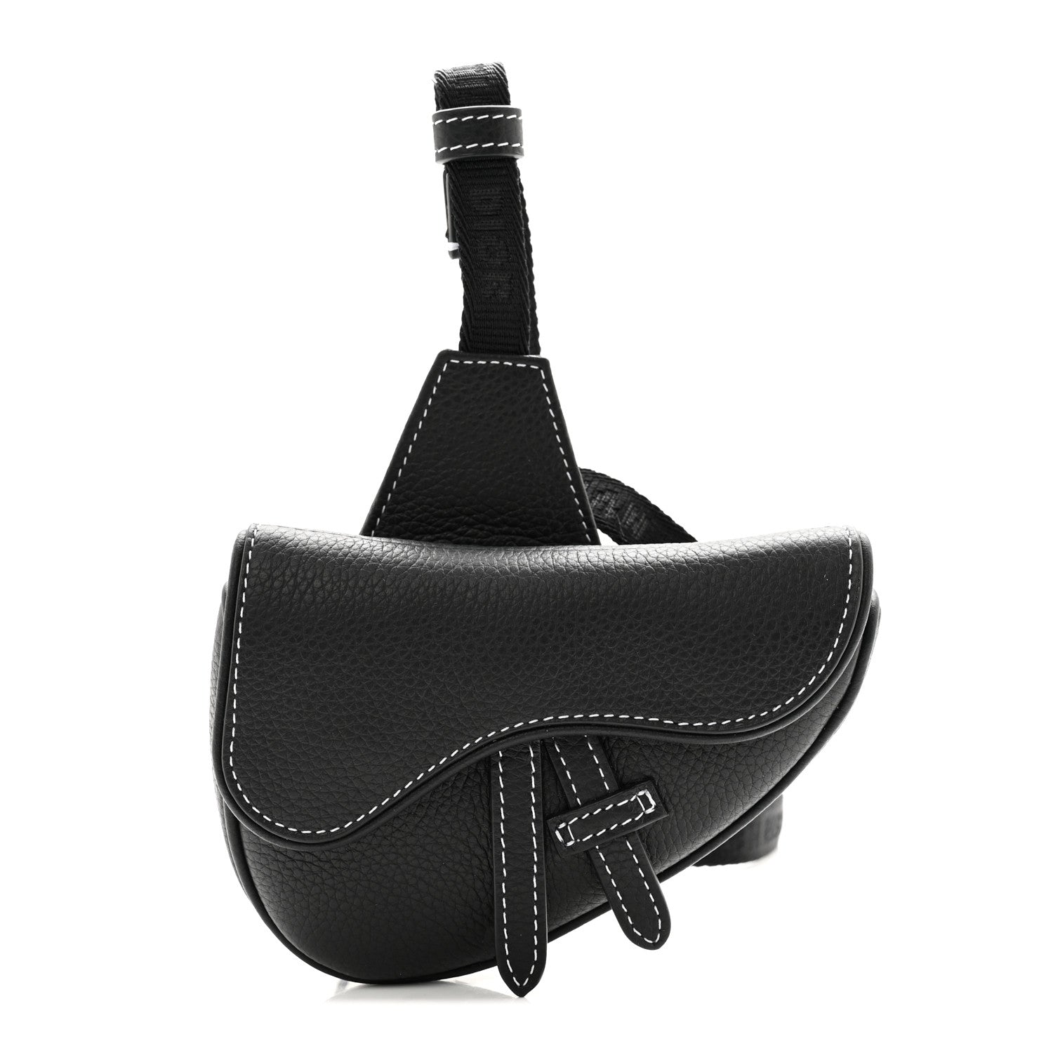 Christian Dior Grained Calfskin Mens Mini Saddle Bag Black 1 of 10