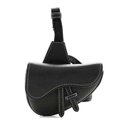 Christian Dior Grained Calfskin Mens Mini Saddle Bag Black 1 of 10