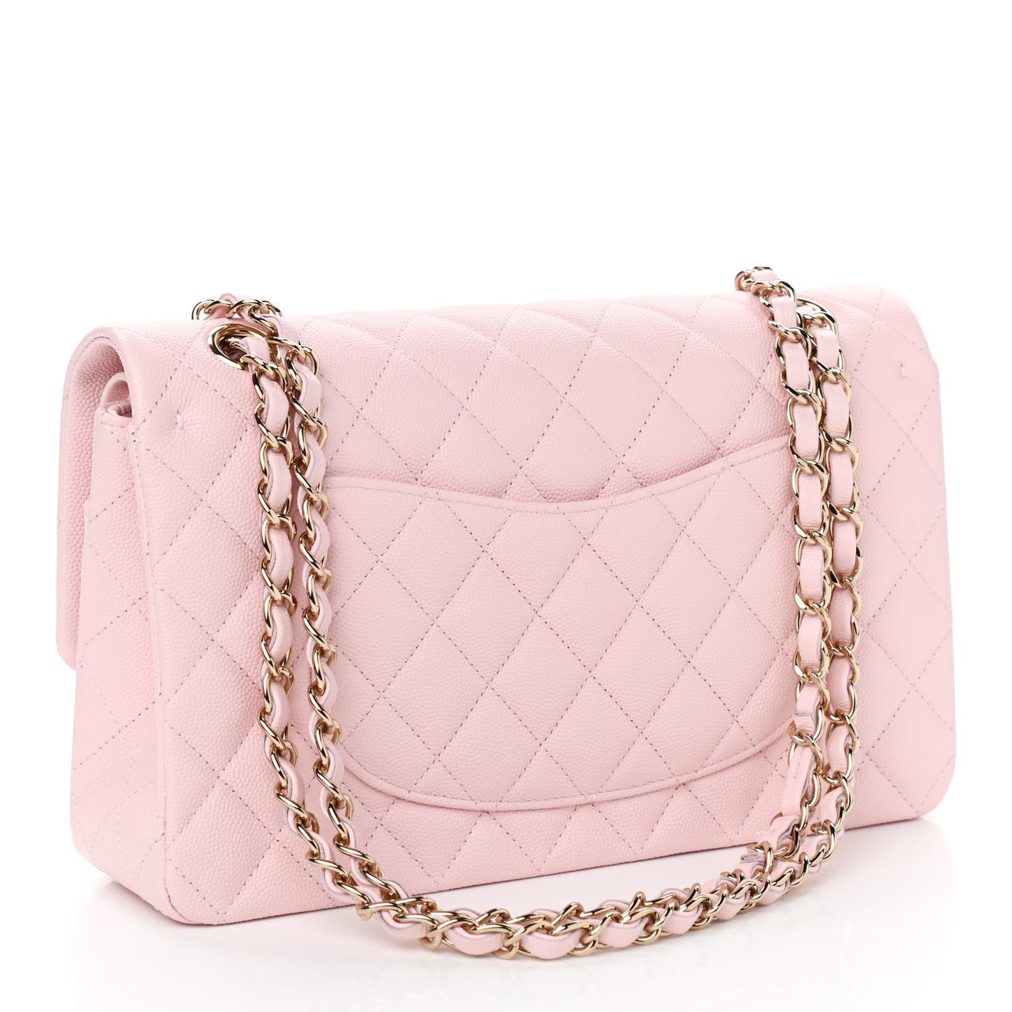 Caviar Quilted Medium Double Flap Light Pink