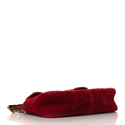 Gucci Velvet Matelasse Mini GG Marmont Shoulder Bag Hibiscus Red 4 of 10