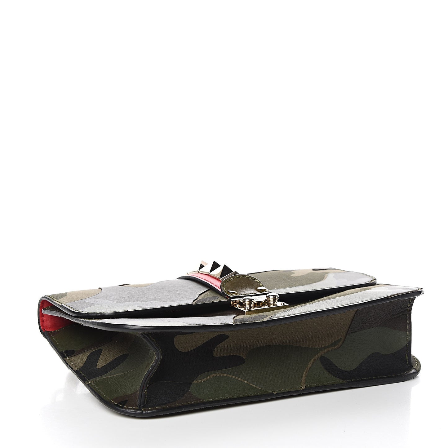 Nappa Canvas Camouflage Medium Glam Lock Rockstud Flap Verde