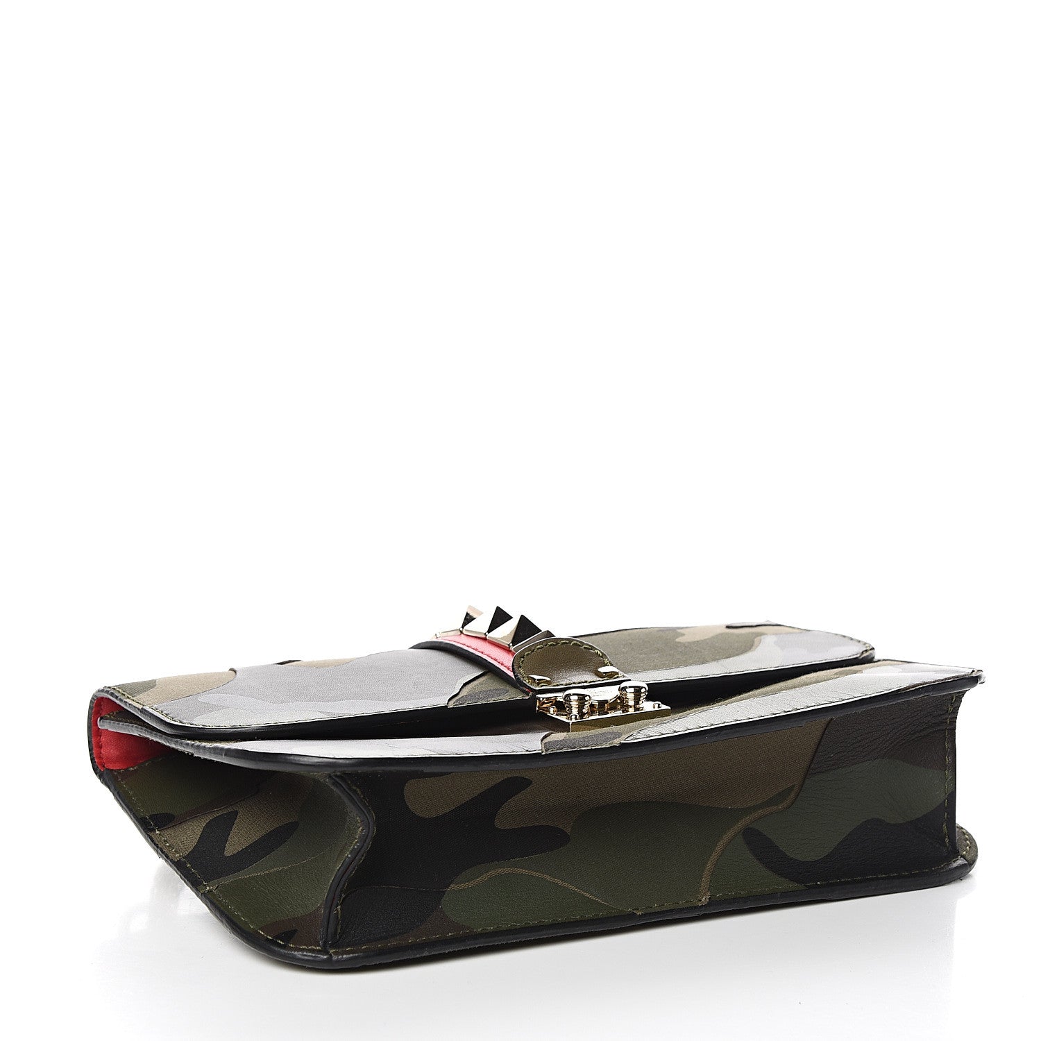 Valentino Garavani Nappa Canvas Camouflage Medium Glam Lock Rockstud Flap Verde 3 of 11