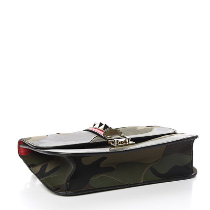 Valentino Garavani Nappa Canvas Camouflage Medium Glam Lock Rockstud Flap Verde 3 of 11