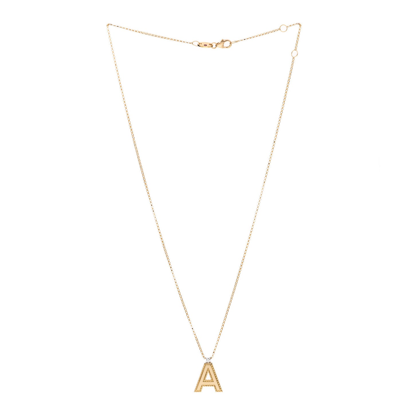 18K Yellow Gold Diamond Princess Initial A Pendant Necklace