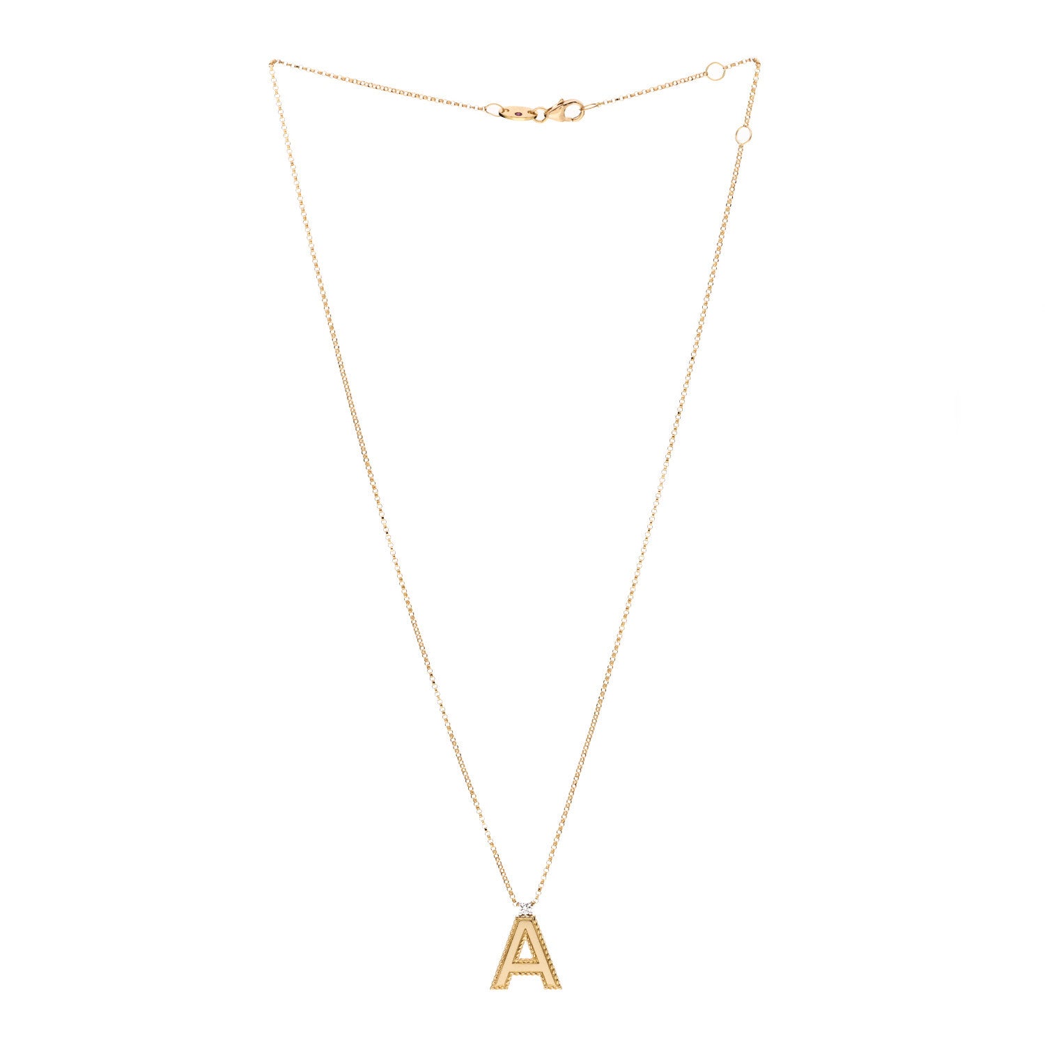 Roberto Coin 18K Yellow Gold Diamond Princess Initial A Pendant Necklace 3 of 6