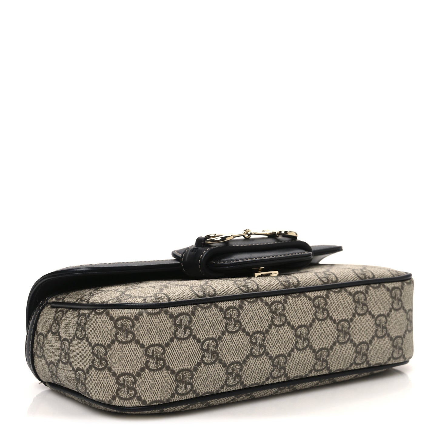 GG Supreme Monogram Horsebit 1955 Small Soft Top Handle Shoulder Bag Beige Black