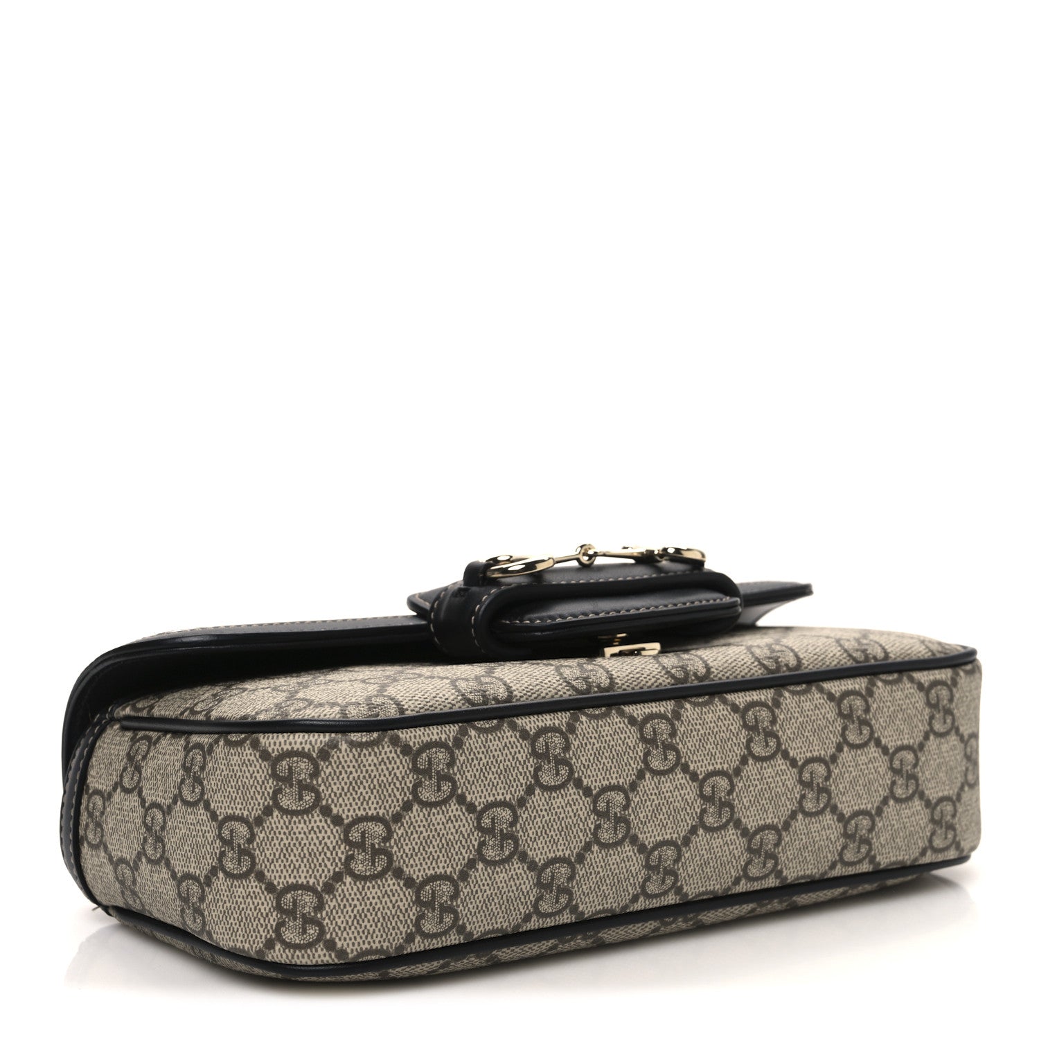 Gucci GG Supreme Monogram Horsebit 1955 Small Soft Top Handle Shoulder Bag Beige Black 4 of 12