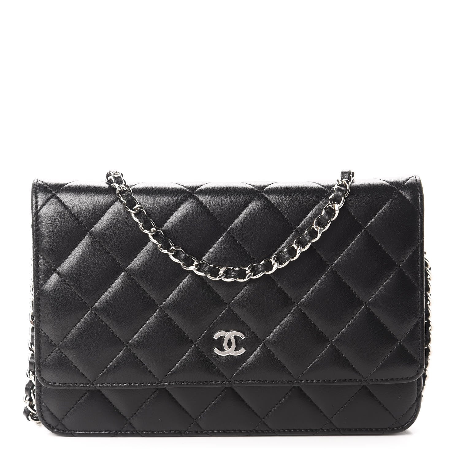 Chanel Lambskin Quilted Wallet On Chain WOC Black 1 of 11