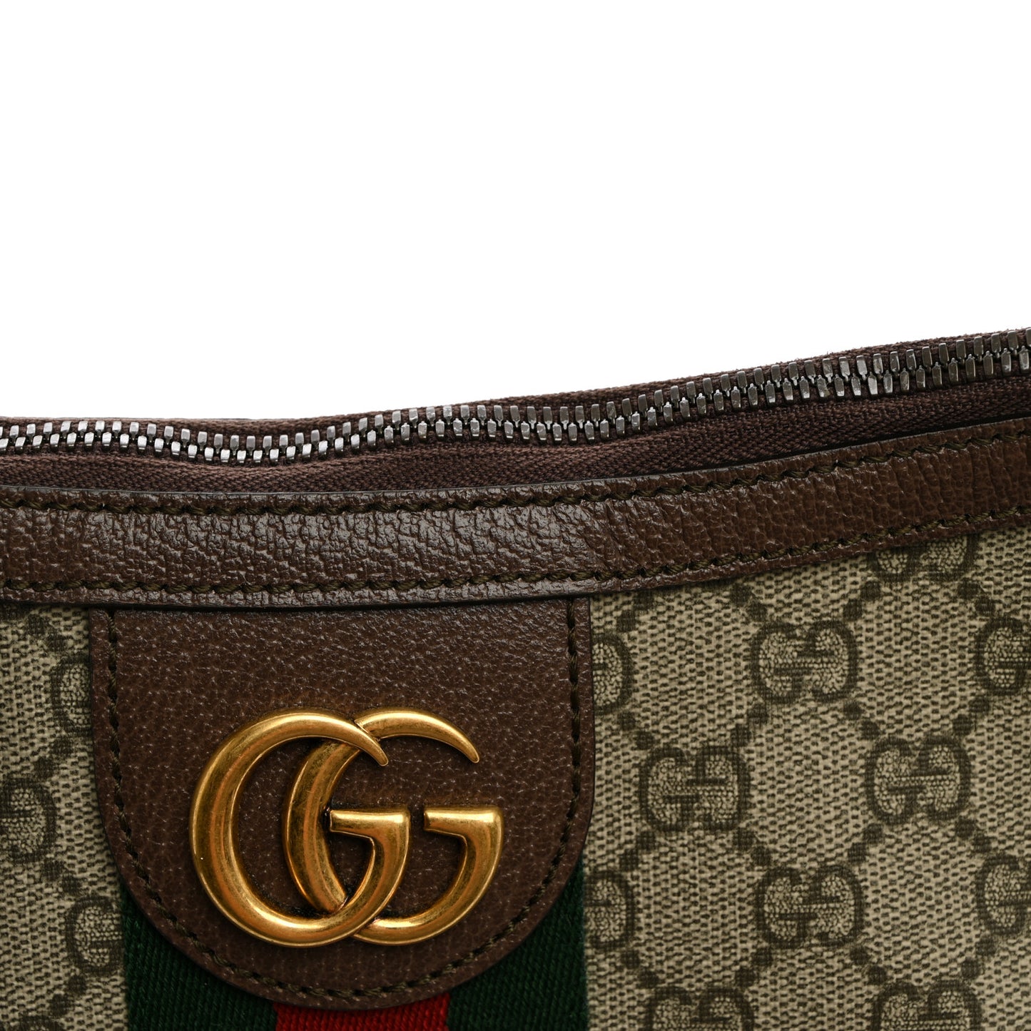 GG Supreme Monogram Web Small Ophidia Half Moon Hobo Brown