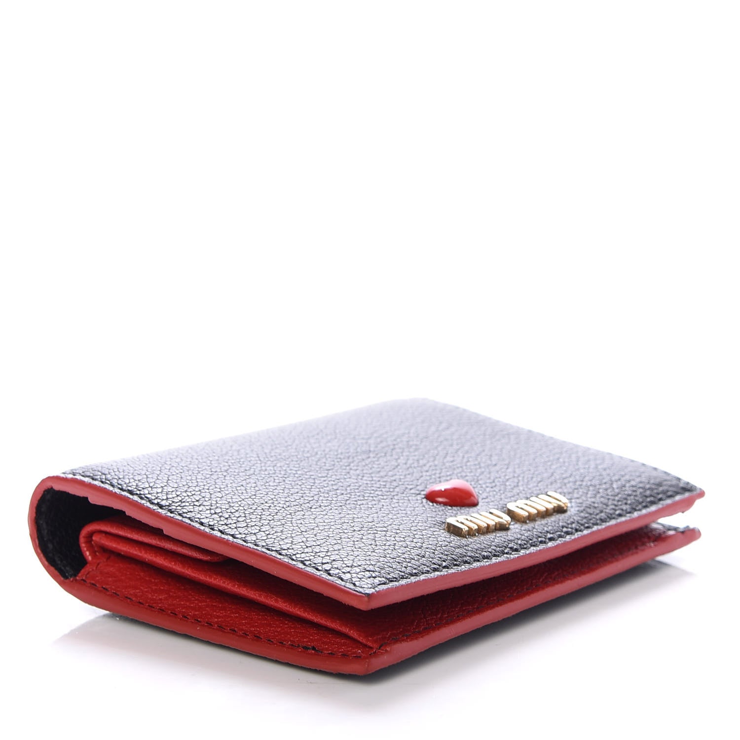 Miu Miu Goatskin Madras Love Small Wallet Black 4 of 7