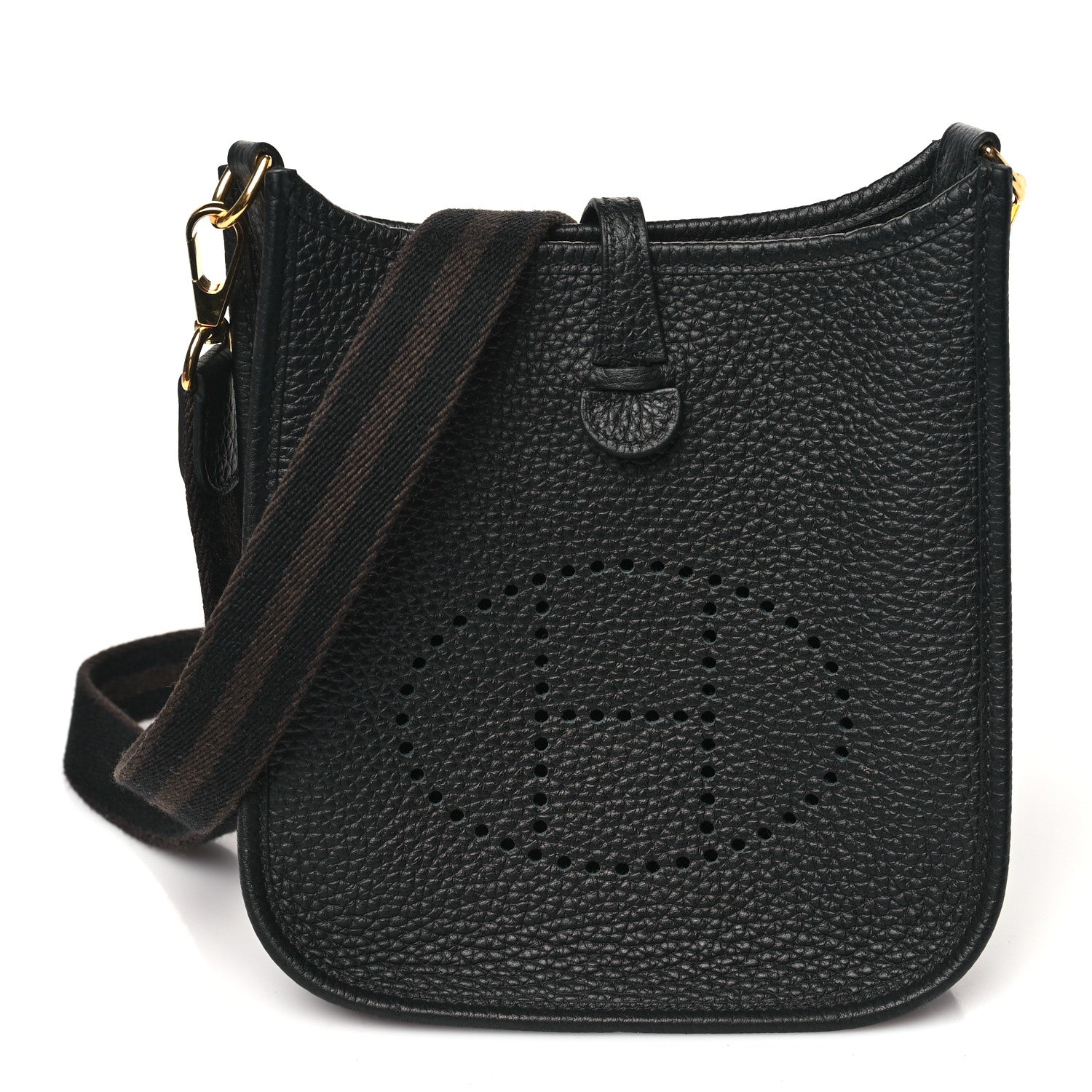Hermes Taurillon Clemence Evelyne TPM Black Chocolate 1 of 11