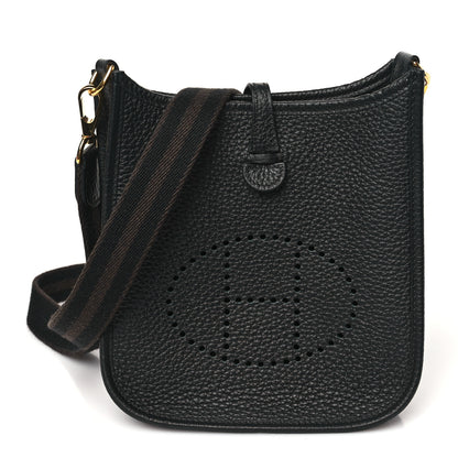 Hermes Taurillon Clemence Evelyne TPM Black Chocolate 1 of 11