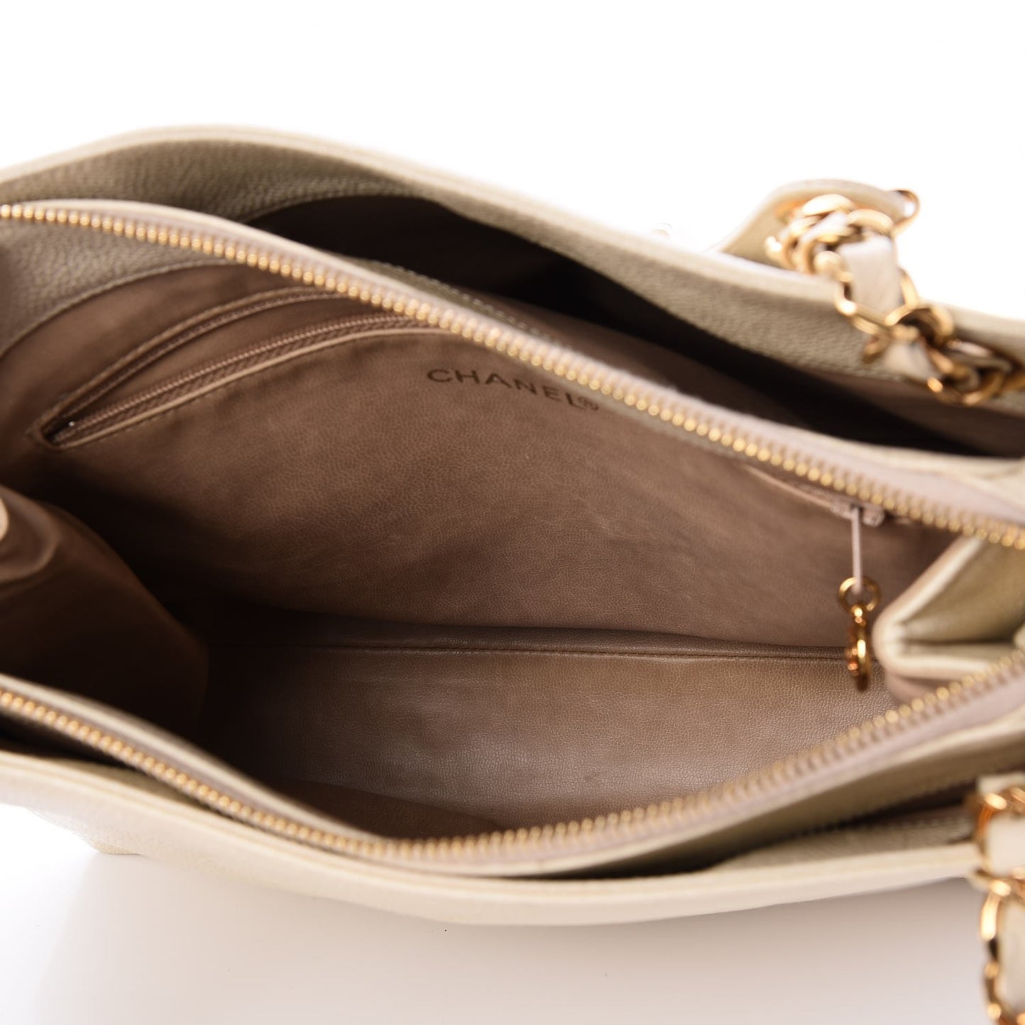 Caviar CC Shoulder Bag Beige